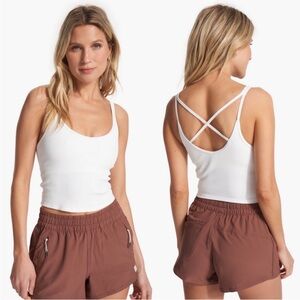VUORI Rib Crop Tank Women's Rib Tank White Sleeveless Crop Medium
